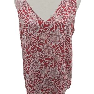 LOFT Red and Cream Floral Top